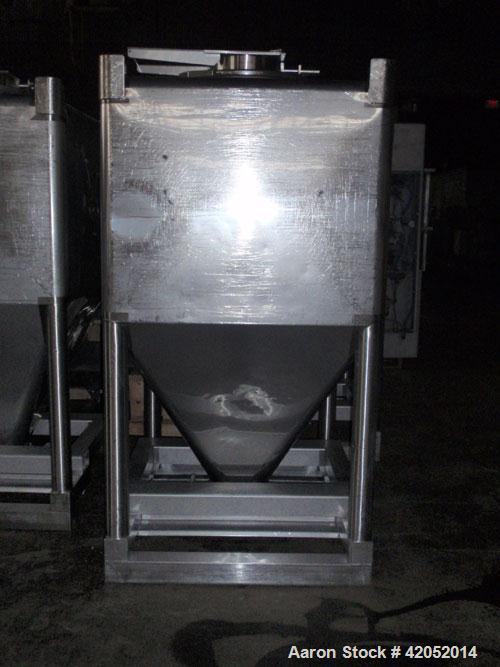 Used- Gallay Stackable Tote Bin, 65 cubic feet (2000 liter), 316 stainless steel. 51-1/2" long x 44-1/2" wide x 37" straight...