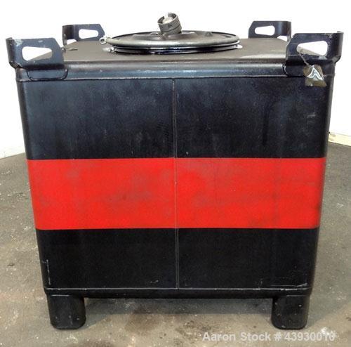 Used Hoover Group Liquid Tote Bin, 350 Gallon (46.77 cubic feet), Carbon Steel. Rated internal 9.5 psig, DOT 57 specification. Approximate 48” long x 43” wide x 36” deep, flat top and bottom. 22” Dia...