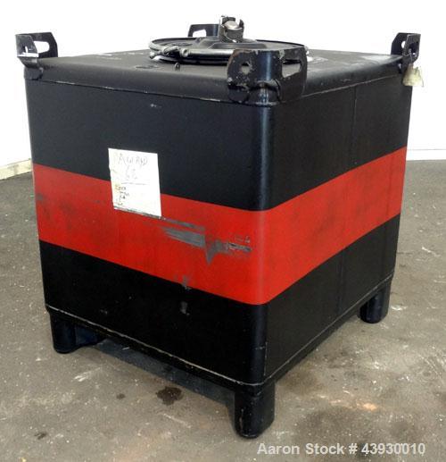 Used Hoover Group Liquid Tote Bin, 350 Gallon (46.77 cubic feet), Carbon Steel. Rated internal 9.5 psig, DOT 57 specification. Approximate 48” long x 43” wide x 36” deep, flat top and bottom. 22” Dia...