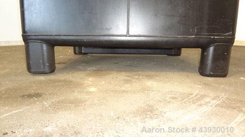 Used Hoover Group Liquid Tote Bin, 350 Gallon (46.77 cubic feet), Carbon Steel. Rated internal 9.5 psig, DOT 57 specification. Approximate 48” long x 43” wide x 36” deep, flat top and bottom. 22” Dia...