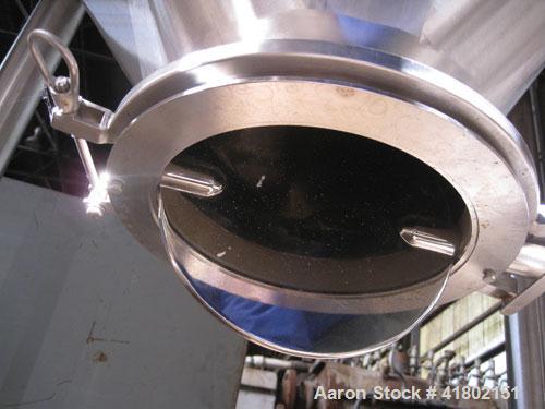 Used Zanchetta (IMA) PH Tote Bin, approximately 52.9 cubic feet (1500 liter), stainless steel. 46" long x 46" wide x 30" straight side x 39" cone bottom. Top opening, 10" discharge with valve. Mounte...