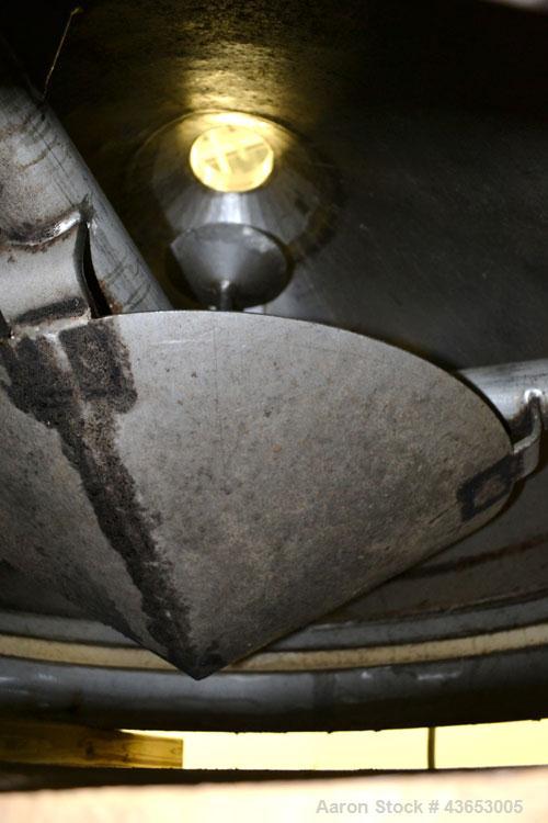 Used Metalfab Bin Activator / Bin Discharger, Model BA-5, 304 Stainless Steel.  Approximately 59-1/4" diameter, 5-1/2" center bottom outlet.  Driven by an approximately 1-1/2 hp, 3/60/230/460 volt, 1...