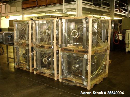 Used 200 liter (7 cu ft) Metolift bin, stainless steel construction, approximately 22" x 26" x 15" straight side, 17" deep cone bottom, stackable, built 1999