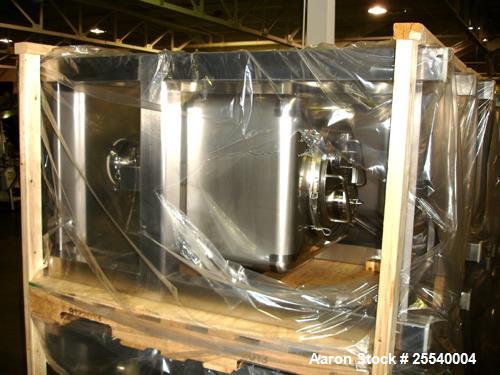 Used 200 liter (7 cu ft) Metolift bin, stainless steel construction, approximately 22" x 26" x 15" straight side, 17" deep cone bottom, stackable, built 1999