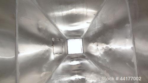 Used Mid-States Manufacturing & Engineering Powder Tote Bin, 304 Stainless Steel. Approximate 56.8 cubic feet capacity. 53” Long x 44” wide x 27.5” straight side x 35” coned bottom. 23” Diameter top ...