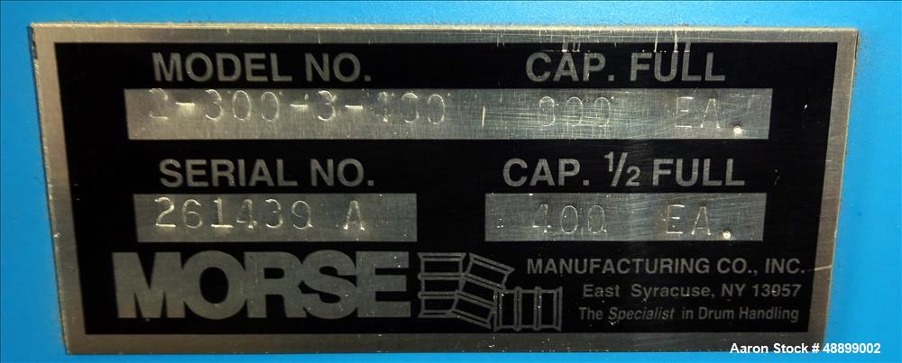 Used- Morse Drum Dumper, Model 2-300-3-460, 800 pounds full capacity