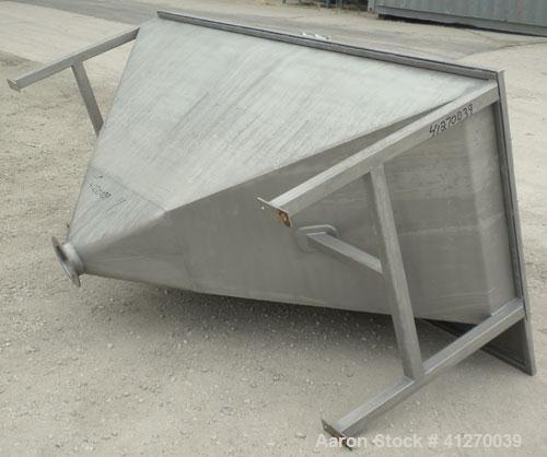 Used- Hopper, Approximately 40 Cubic Feet, 304 Stainless Steel. 92" long x 36" wide x 5" straight side x 44" cone bottom. Bo...