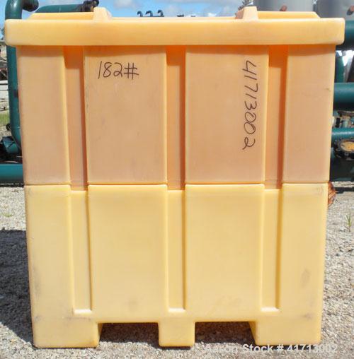 Used- Tote Bin, Approximately 46.9 Cubic Feet Capacity, Plastic.  44" long x 44" wide x 43" deep.  Flat top with cover.  8-1...