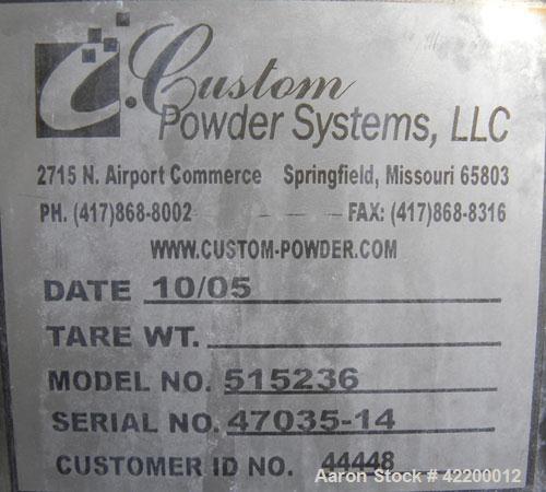 Used- Custom Powder Systems Open Top Rolled Lip Bin, 49.4 cubic feet, 304L stainless steel. 42’’ wide x 48’’ long x 48’’ dee...