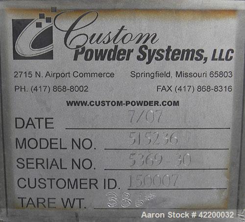 Used- Custom Powder Systems Open Top Rolled Lip Bin, 49.4 cubic feet, 304L stainless steel. 42’’ wide x 48’’ long x 48’’ dee...