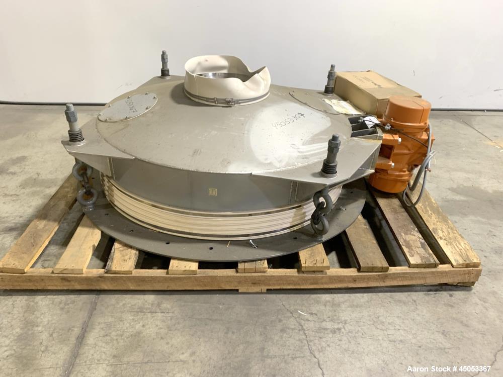 Unused- Peabody Solids Flow Vibratory Feeder / Live Bottom Bin Discharger, Model 6260C, Stainless Steel. 60" Diameter. 20" Discharge. Martin S90 series moto magnetic electric vibrator. Control panel.