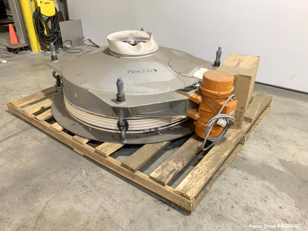 Unused- Peabody Solids Flow Vibratory Feeder / Live Bottom Bin Discharger, Model 6260C, Stainless Steel. 60" Diameter. 20" Discharge. Martin S90 series moto magnetic electric vibrator. Control panel.