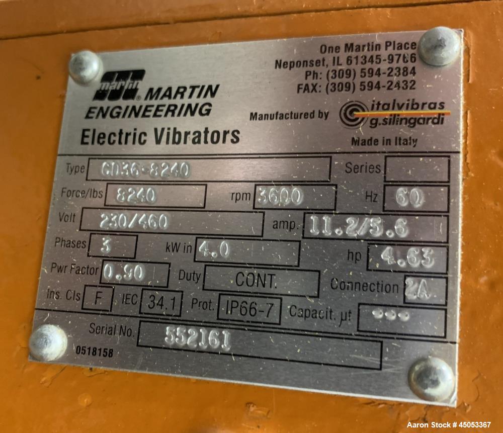 Unused- Peabody Solids Flow Vibratory Feeder / Live Bottom Bin Discharger, Model 6260C, Stainless Steel. 60" Diameter. 20" Discharge. Martin S90 series moto magnetic electric vibrator. Control panel.