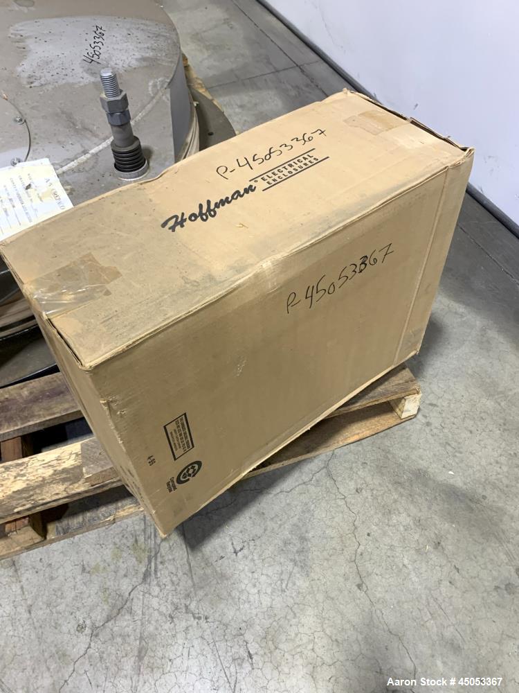 Unused- Peabody Solids Flow Vibratory Feeder / Live Bottom Bin Discharger, Model 6260C, Stainless Steel. 60" Diameter. 20" Discharge. Martin S90 series moto magnetic electric vibrator. Control panel.