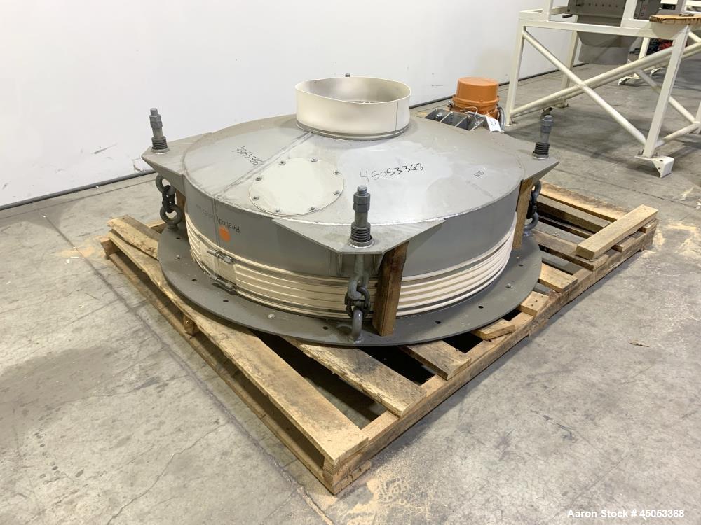 Unused- Peabody Solids Flow Vibratory Feeder / Live Bottom Bin Discharger, Model 6260C, Stainless Steel. 60" Diameter. 20" Discharge. Martin S90 series moto magnetic electric vibrator. Control panel.