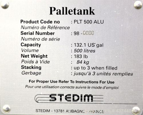 Used Aluminum Stedim Palletank For Shipping, Model PLT 500 ALU