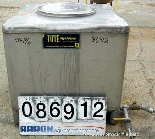 USED- Tote Systems Tote Bin, 304 Stainless Steel, 31 Cubic Feet (232 Gallons). 41" wide x 41" long x 32" deep. 22" diameter ...