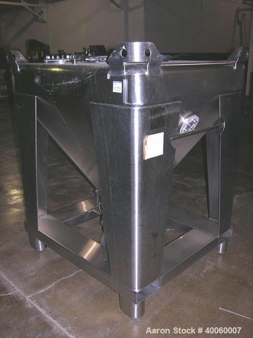 Used- Tote Systems 23 Cubic Foot Tote Bin, 316 Stainless Steel. 42" x 48" x 7" straight side, 30" cone bottom, (1) 22", (2) ...