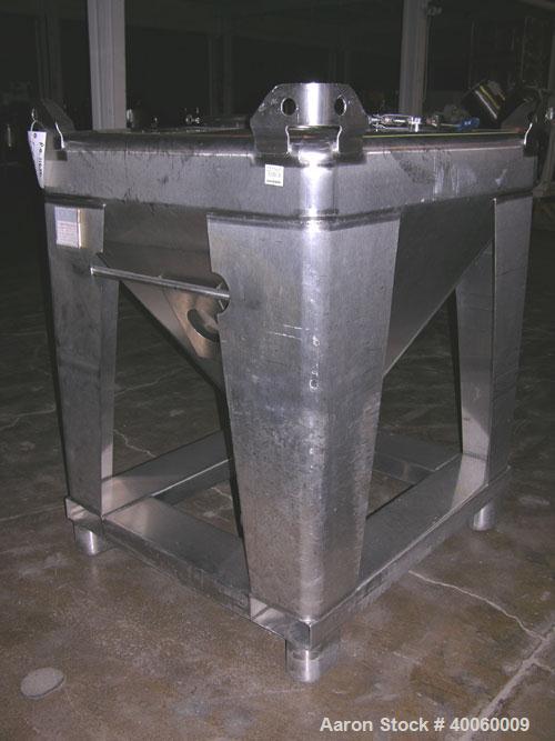 Used- Tote Systems 23 Cubic Foot Tote Bin, 316 Stainless Steel. 42" x 48" x 7" straight side, 30" cone bottom, (1) 22", (2) ...