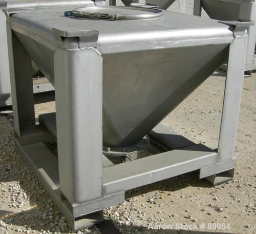 USED: Tote Systems tote bin, 23 cubic feet, 304 stainless steel. 48" wide x 48" long x 3" straight side x 36" coned bottom. ...