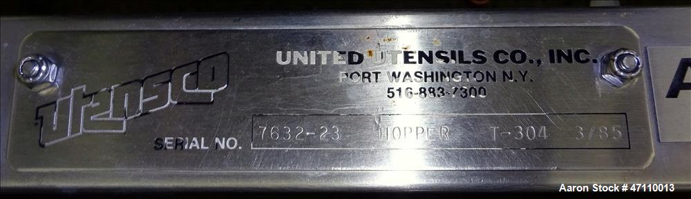 Used- United Utensils Hopper Tote, Approximate 17 Cubic Feet