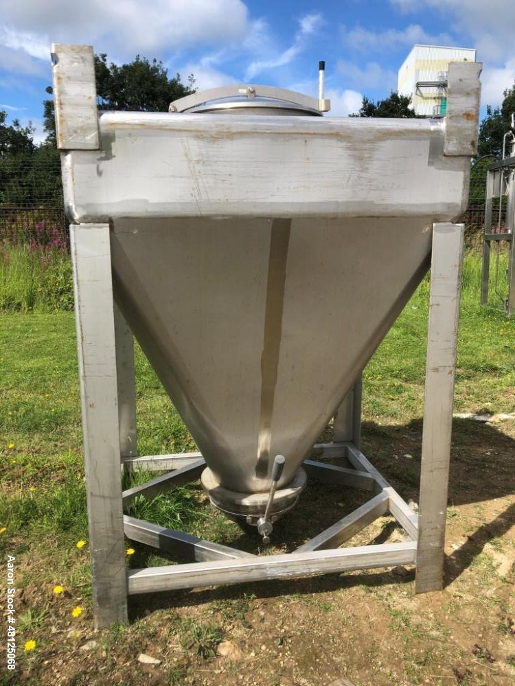 Used-Approximately 600 litre (21.2 Cu.Ft.)stainless steel product containers. Unit measures approximately 1,050mm long x 805...