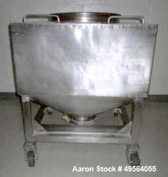 Used- Portable Product Stainless Steel Transfer Tote, Approximate 35 Cubic Foot.