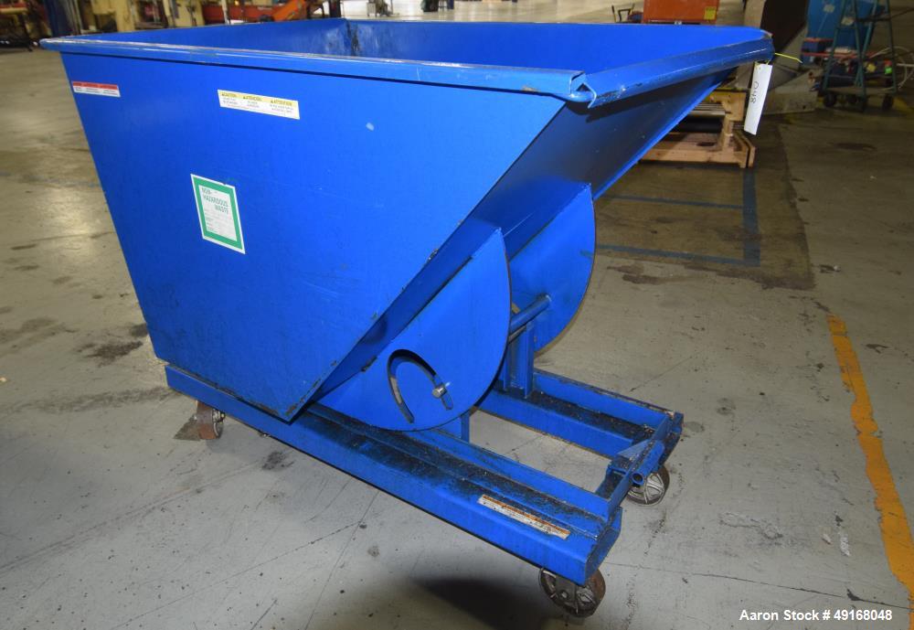 Used Vestil 1 Cubic Yard Self Dumping Hopper, Model D-100-LD, Carbon Steel. 2000 Pound capacity, serial# 5798069.