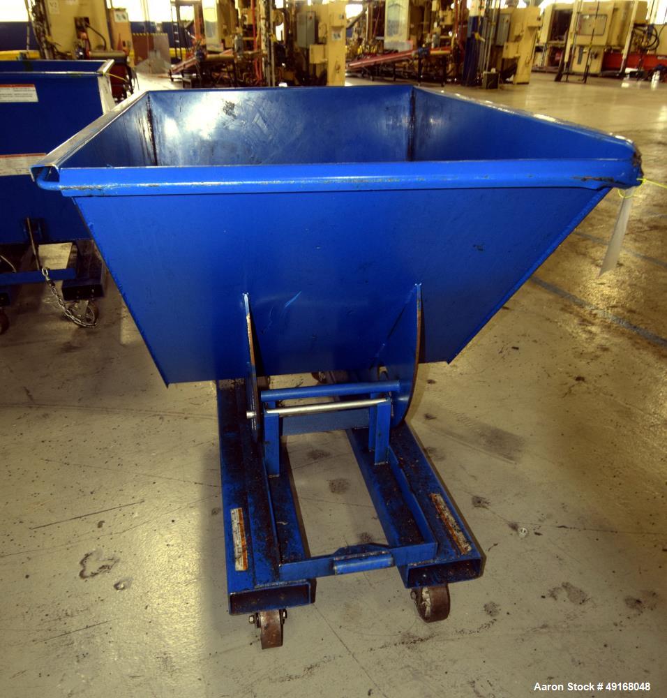 Used Vestil 1 Cubic Yard Self Dumping Hopper, Model D-100-LD, Carbon Steel. 2000 Pound capacity, serial# 5798069.