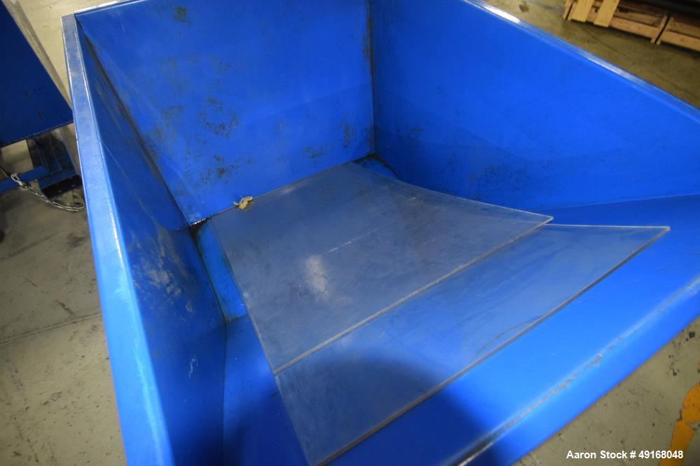 Used Vestil 1 Cubic Yard Self Dumping Hopper, Model D-100-LD, Carbon Steel. 2000 Pound capacity, serial# 5798069.