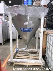 Stainless Steel Cone Liquid Tote Bin, Approximate 250 Gallon (946 Liter), 69" Diameter, 63" Coned Bo...