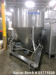 Stainless Steel Liquid Tote Bin, Approximate 500 Gallon (1892 Liter), 60" Diameter x 24" Straight Si...