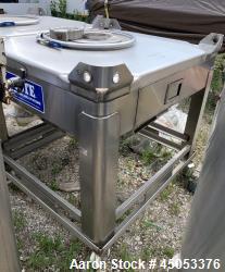 Used- Hoover Industrial Tote Bin, 304 Stainless Steel. Approximate 48" x 42" x 10" straight side x 28" long cone. Flat top, ...