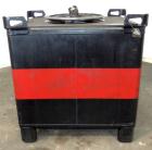 Used Hoover Group Liquid Tote Bin, 350 Gallon (46.77 cubic feet), Carbon Steel. Rated internal 9.5 psig, DOT 57 specification. Approximate 48” long x 43” wide x 36” deep, flat top and bottom. 22” Dia...