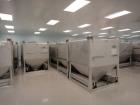 Used MATCON / IBC 3000 Liter (792 Gallon) Bin, 106 Cubic Feet, 316L Stainless Steel. Approximate 1500mm x 1500mm x 984mm straight side x 818mm cone bottom. 630mm top opening. 467mm bottom outlet. Sta...