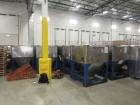 Used Mid-States Manufacturing & Engineering Powder Tote Bin, 304 Stainless Steel. Approximate 56.8 cubic feet capacity. 53” Long x 44” wide x 27.5” straight side x 35” coned bottom. 23” Diameter top ...