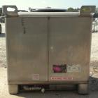 Used IBC Precision Stackable Liquid Tote, 46.7 Cubic Feet ( 350 gallon), Model SS350, 304 Stainless Steel. 48’’ long x 42’’ wide x 36’’ deep. 22’’ diameter top opening with cover, off center bottom o...