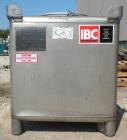 Used IBC Precision Stackable Liquid Tote, 46.7 Cubic Feet ( 350 gallon), Model SS350, 304 Stainless Steel. 48’’ long x 42’’ wide x 36’’ deep. 22’’ diameter top opening with cover, off center bottom o...