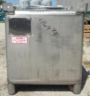 Used IBC Precision Stackable Liquid Tote, 46.7 cubic feet ( 350 gallon), model SS350, 304 stainless steel. 48’’ long x 42’’ wide x 36’’ deep. 22’’ diameter top opening with cover, off center bottom o...