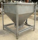 Used- Dry Tote Bin, approximately 14 cubic feet capacity, 304 stainless steel. 36
