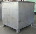 Used- Custom Powder Systems Open Top Rolled Lip Bin, 49.4 cubic feet, 304L stainless steel. 42’’ Wide x 48’’ long x 48’’ dee...