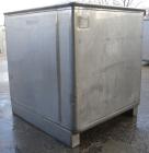 Used Custom Powder Systems Open Top Rolled Lip Bin, 49.4 cubic feet, 304L stainless steel. 42’’ wide x 48’’ long x 48’’ deep. Mounted on stainless steel legs.