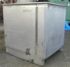 Used Custom Powder Systems Open Top Rolled Lip Bin, 49.4 cubic feet, 304L stainless steel. 42’’ wide x 48’’ long x 48’’ deep. Mounted on stainless steel legs.