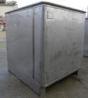 Used Custom Powder Systems Open Top Rolled Lip Bin, 49.4 cubic feet, 304L stainless steel. 42’’ wide x 48’’ long x 48’’ deep. Mounted on stainless steel legs.