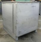 Used Custom Powder Systems Open Top Rolled Lip Bin, 49.4 cubic feet, 304L stainless steel. 42’’ wide x 48’’ long x 48’’ deep. Mounted on stainless steel legs.
