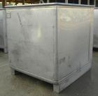 Used Custom Powder Systems Open Top Rolled Lip Bin, 49.4 cubic feet, 304L stainless steel. 42’’ wide x 48’’ long x 48’’ deep. Mounted on stainless steel legs.