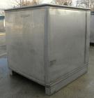 Used Custom Powder Systems Open Top Rolled Lip Bin, 49.4 cubic feet, 304L stainless steel. 42’’ wide x 48’’ long x 48’’ deep. Mounted on stainless steel legs.