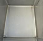 Used Custom Powder Systems Open Top Rolled Lip Bin, 49.4 cubic feet, 304L stainless steel. 42’’ wide x 48’’ long x 48’’ deep. Mounted on stainless steel legs.