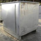 Used Custom Powder Systems Open Top Rolled Lip Bin, 49.4 cubic feet, 304L stainless steel. 42’’ wide x 48’’ long x 48’’ deep. Mounted on stainless steel legs.