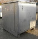 Used Custom Powder Systems Open Top Rolled Lip Bin, 49.4 cubic feet, 304L stainless steel. 42’’ wide x 48’’ long x 48’’ deep. Mounted on stainless steel legs.